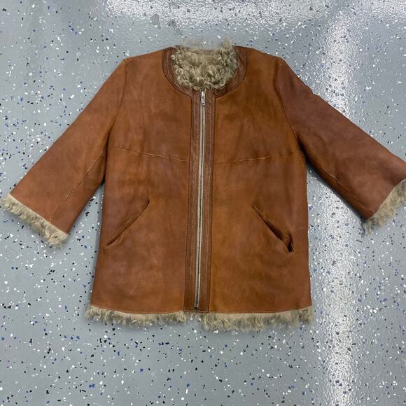 INÈS & MARÉCHAL 100% Lambskin double faced quarter sleeve coat size 36 - Picture 1 of 16